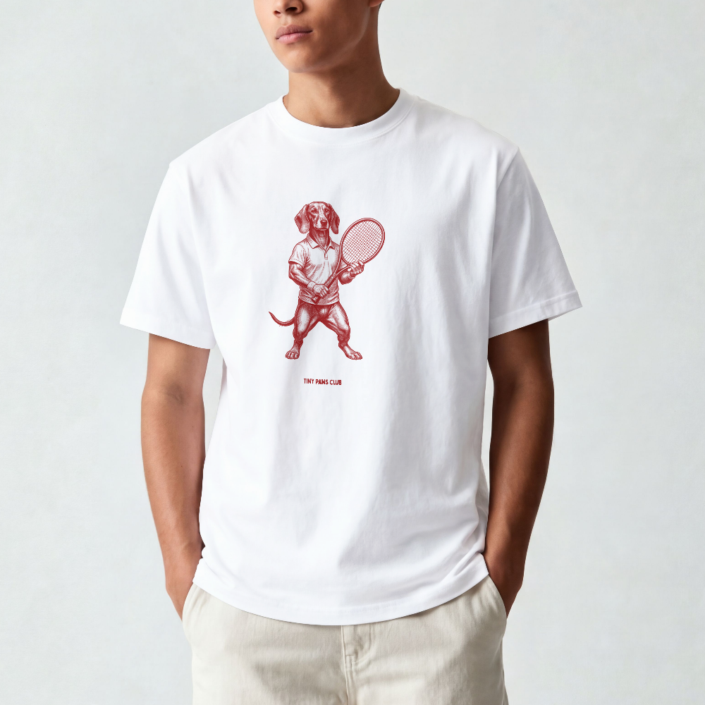 Tennis dog - Front print bordeaux - dachshund T-shirt