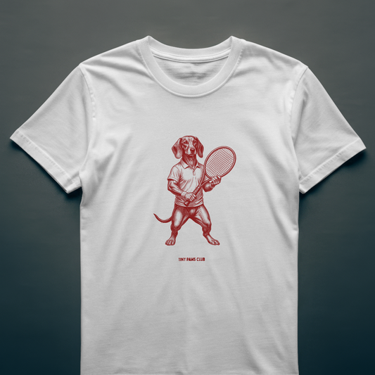 Tennis dog - Front print bordeaux - dachshund T-shirt