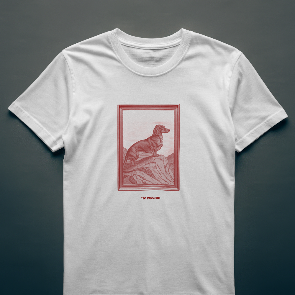 Doxxie Portrait - Front print bordeaux - dachshund T-shirt