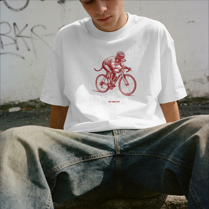 Cyclist - Front print bordeaux - dachshund T-shirt