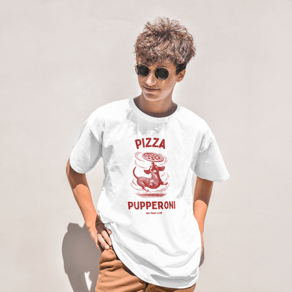 Pizza Pupperoni - Front print bordeaux - dachshund T-shirt