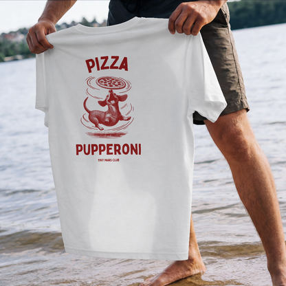 Pizza Pupperoni - Front print bordeaux - dachshund T-shirt