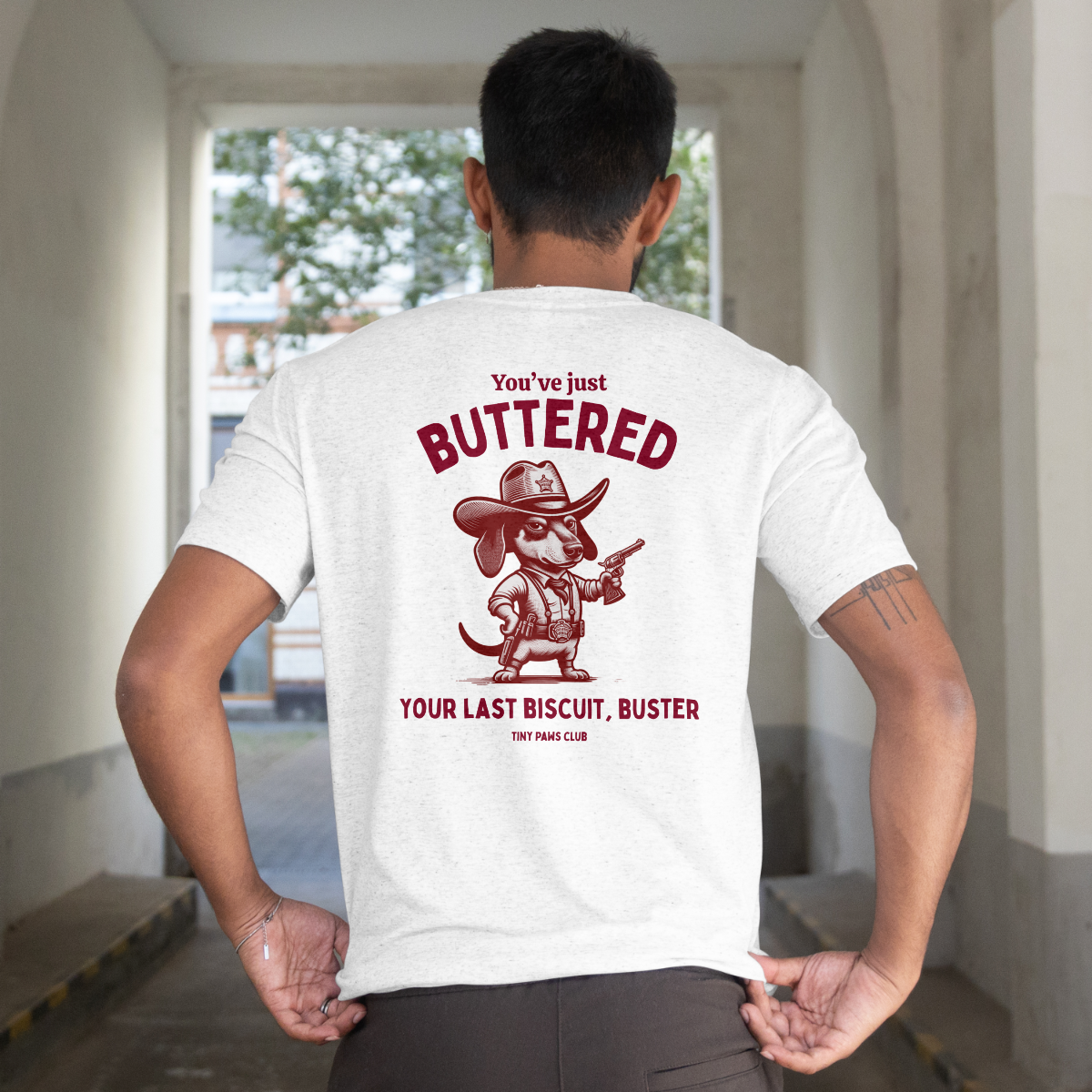 Buttered your last biscuit - bordeaux - dachshund T-shirt