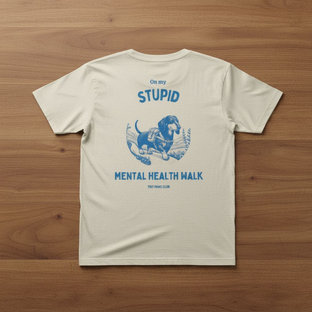 Mental health walk - blue - dachshund T-shirt