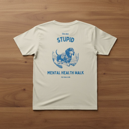 Mental health walk - blue - dachshund T-shirt