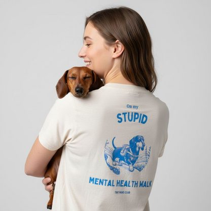 Mental health walk - blue - dachshund T-shirt