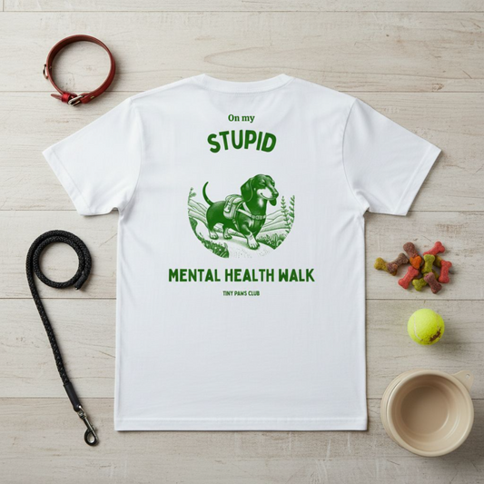 Mental health walk - green - dachshund T-shirt