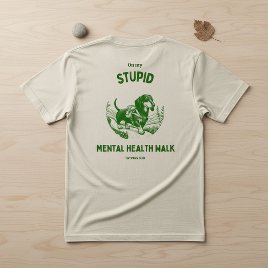 Mental health walk - green - dachshund T-shirt