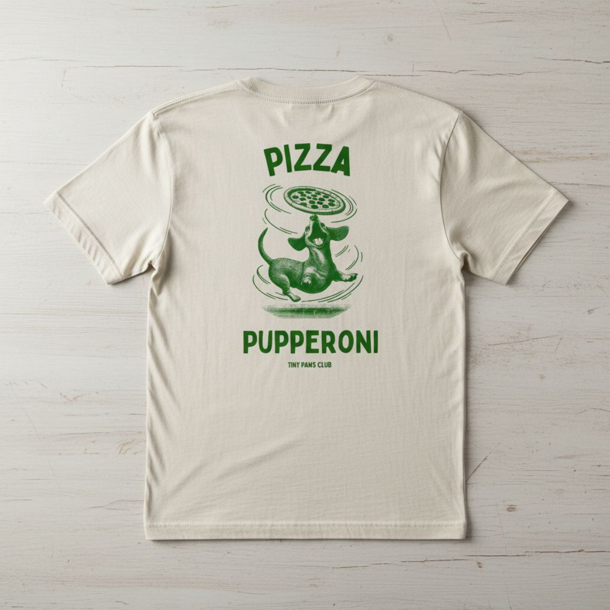 Pizza Pupperoni - green - dachshund T-shirt