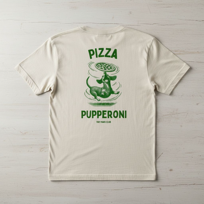 Pizza Pupperoni - green - dachshund T-shirt