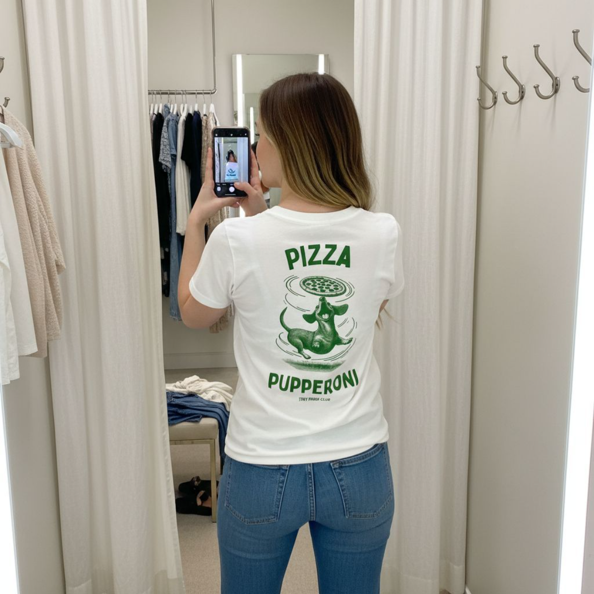 Pizza Pupperoni - green - dachshund T-shirt