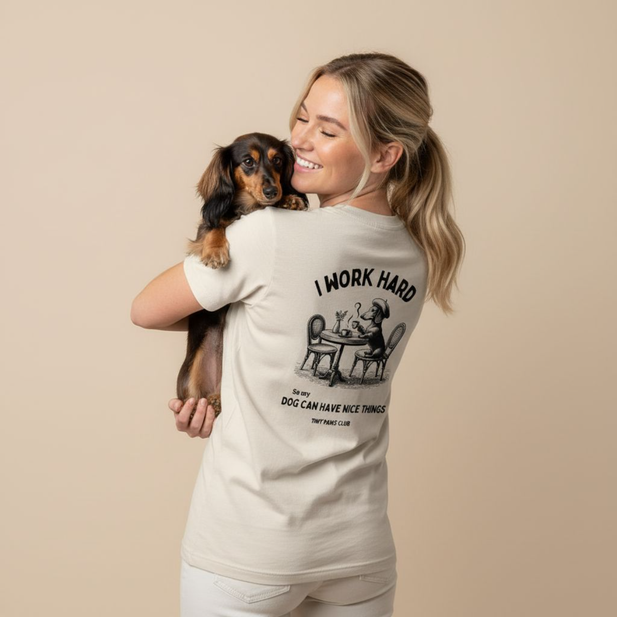 Work Hard - black - dachshund T-shirt