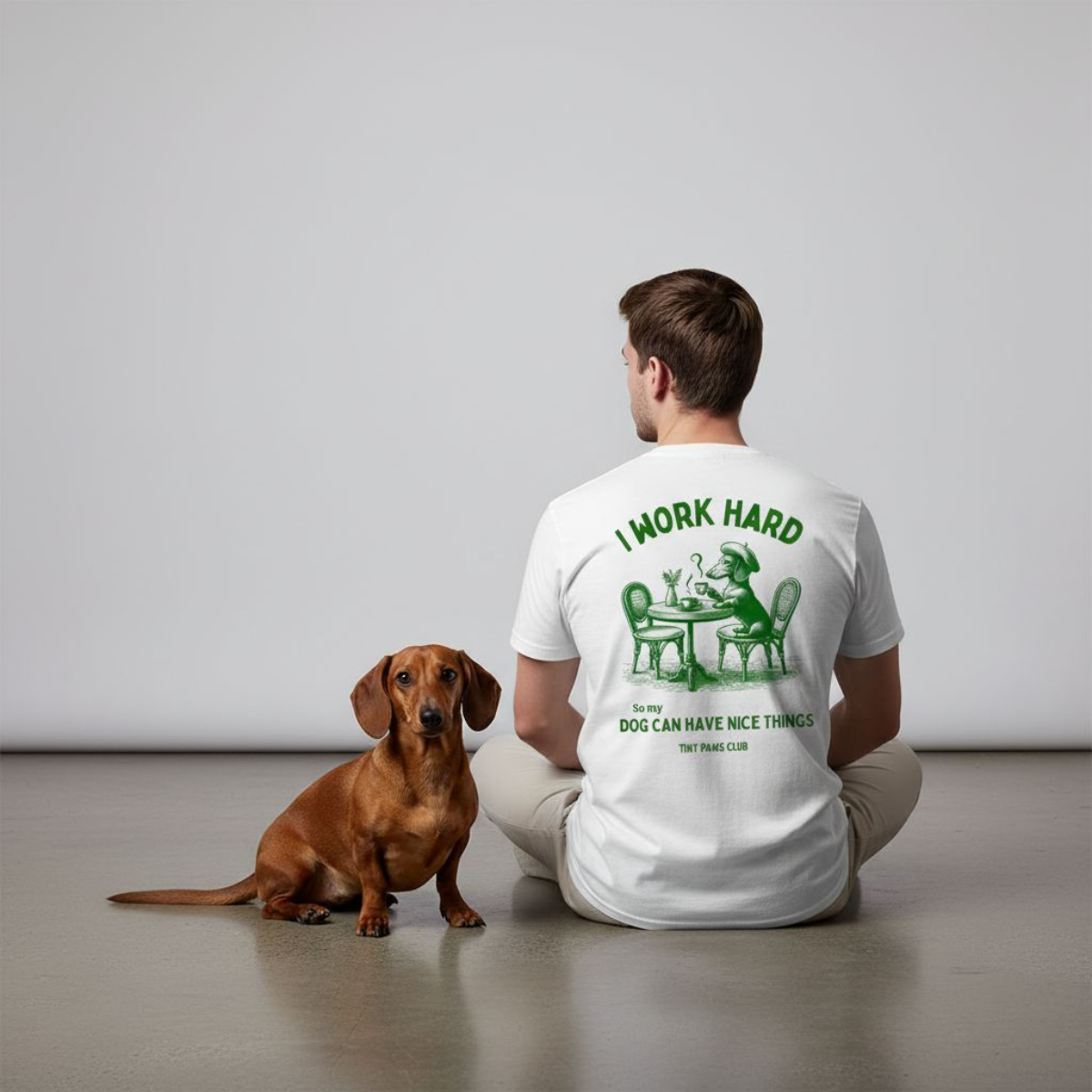 Work Hard - green - dachshund T-shirt