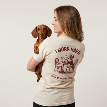Work Hard - bordeaux - dachshund T-shirt