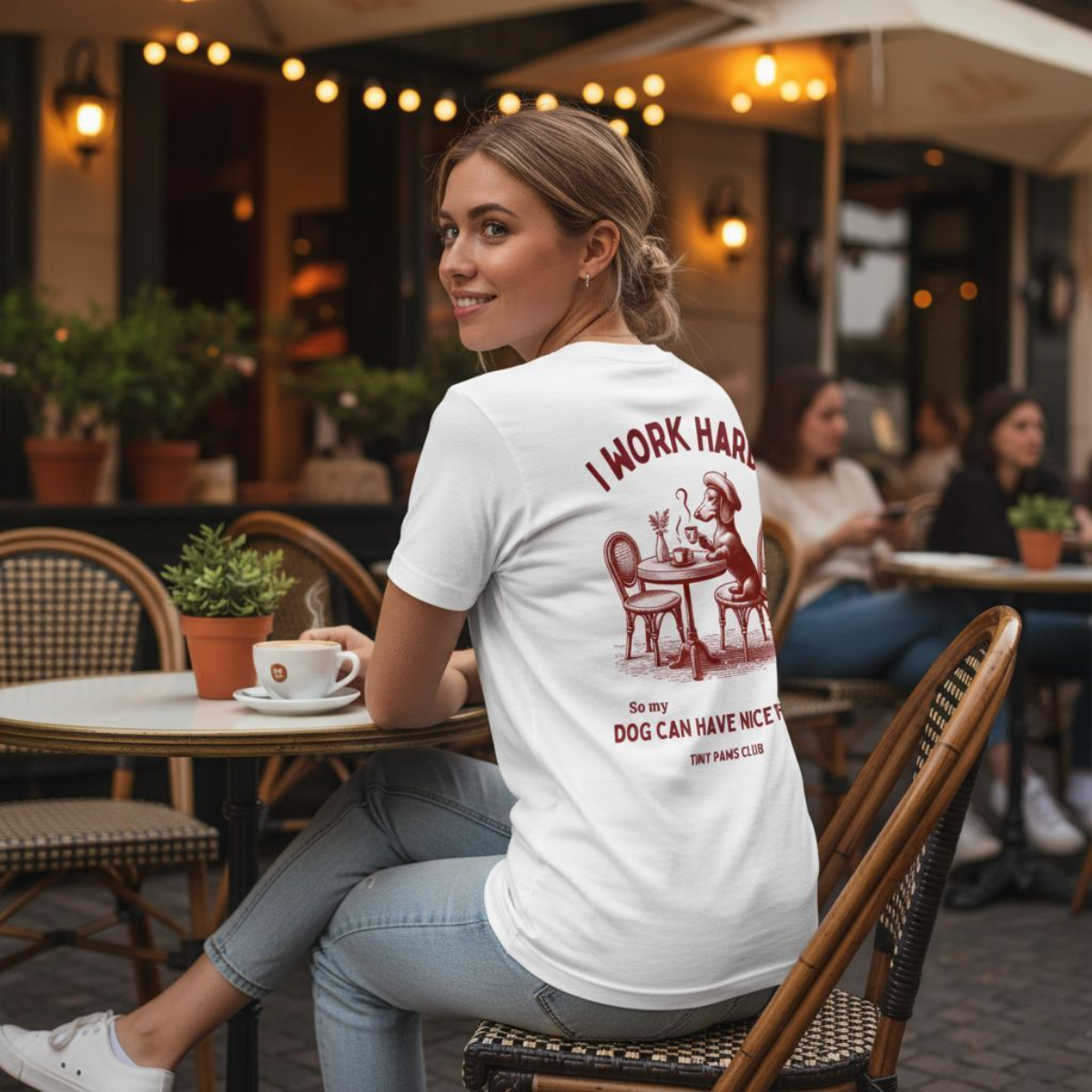 Work Hard - bordeaux - dachshund T-shirt