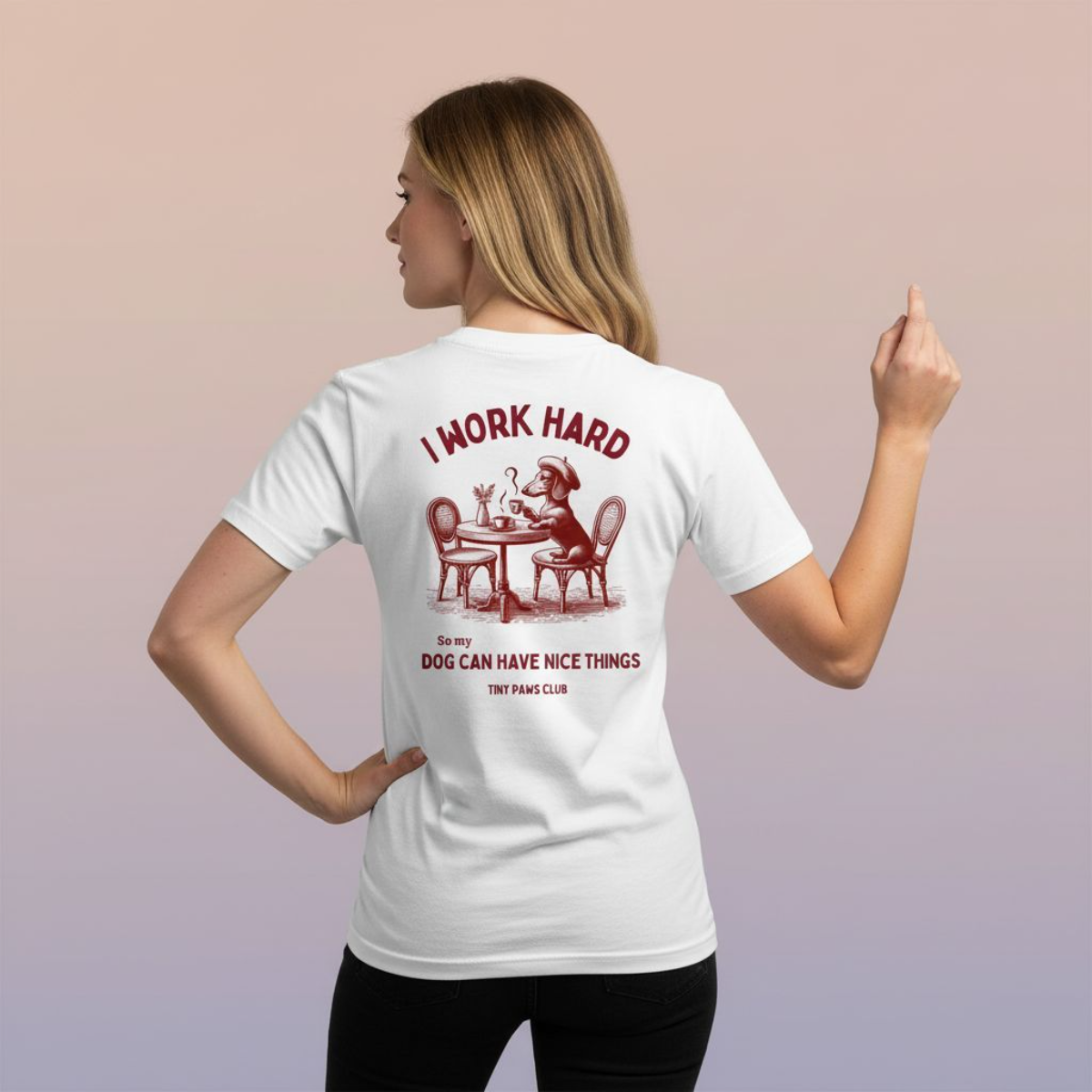 Work Hard - bordeaux - dachshund T-shirt