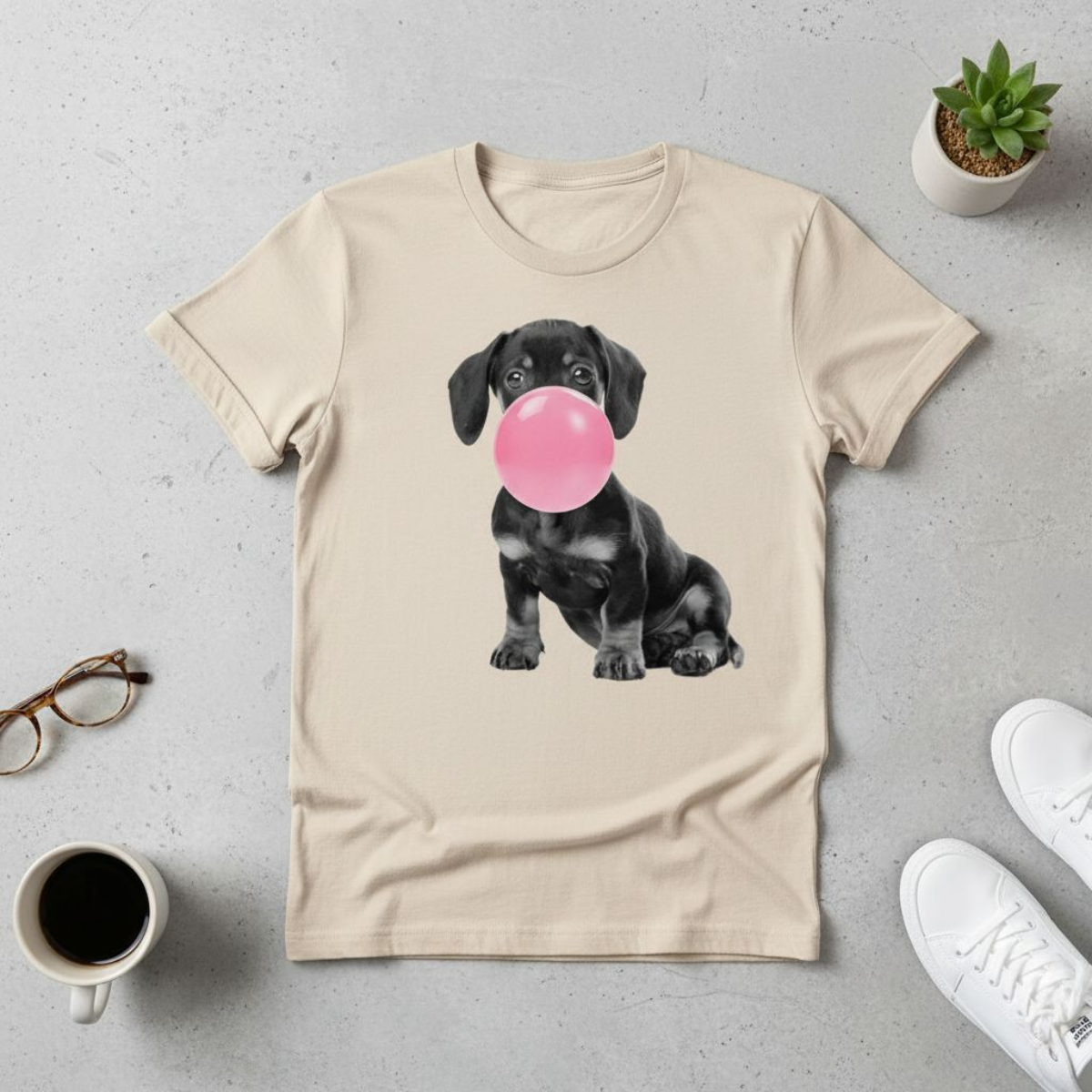 Bubblegum pup - dachshund T-shirt