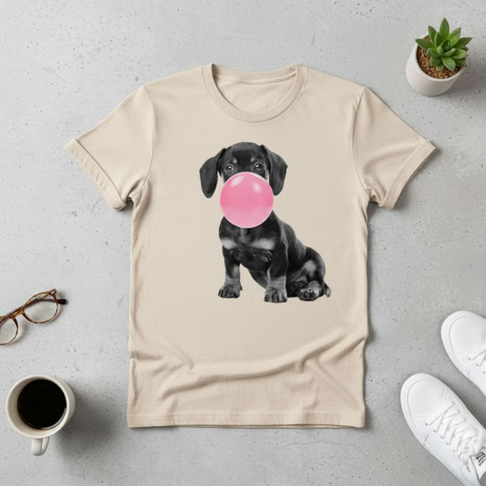 Bubblegum pup - dachshund T-shirt