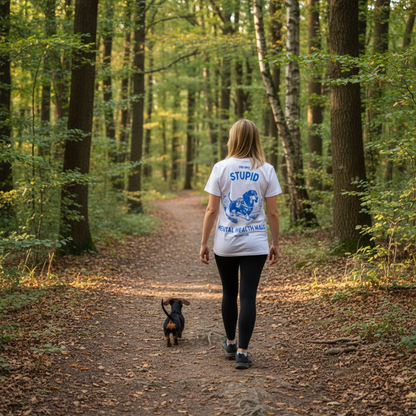 Mental health walk - blue - dachshund T-shirt