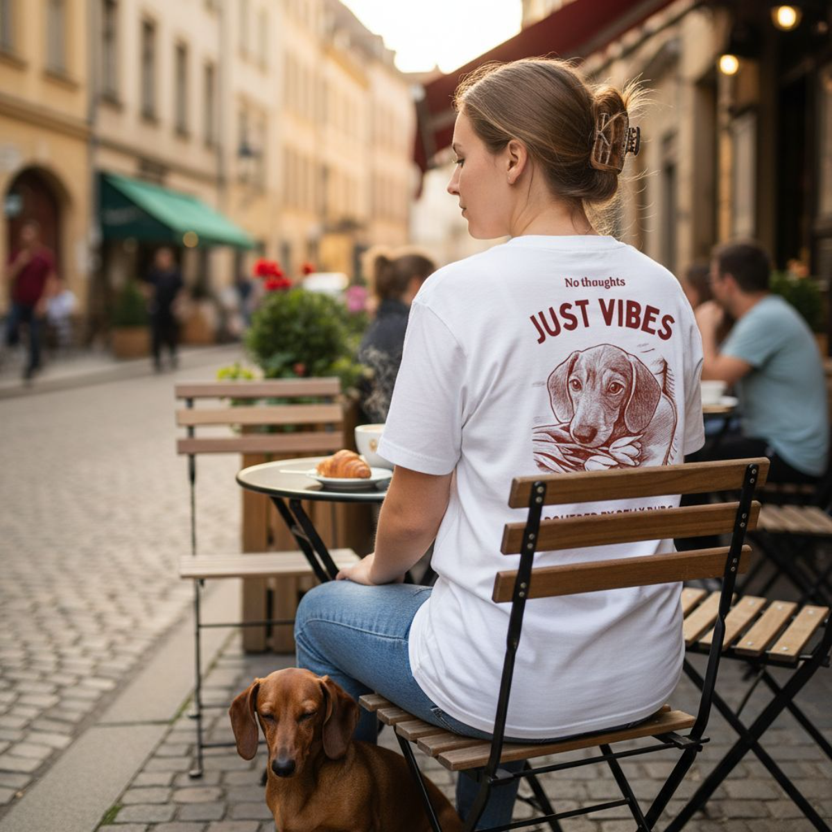 Just vibes - bordeaux - dachshund T-shirt