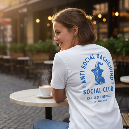 Social club - blue - dachshund T-shirt