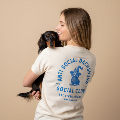 Social club - blue - dachshund T-shirt