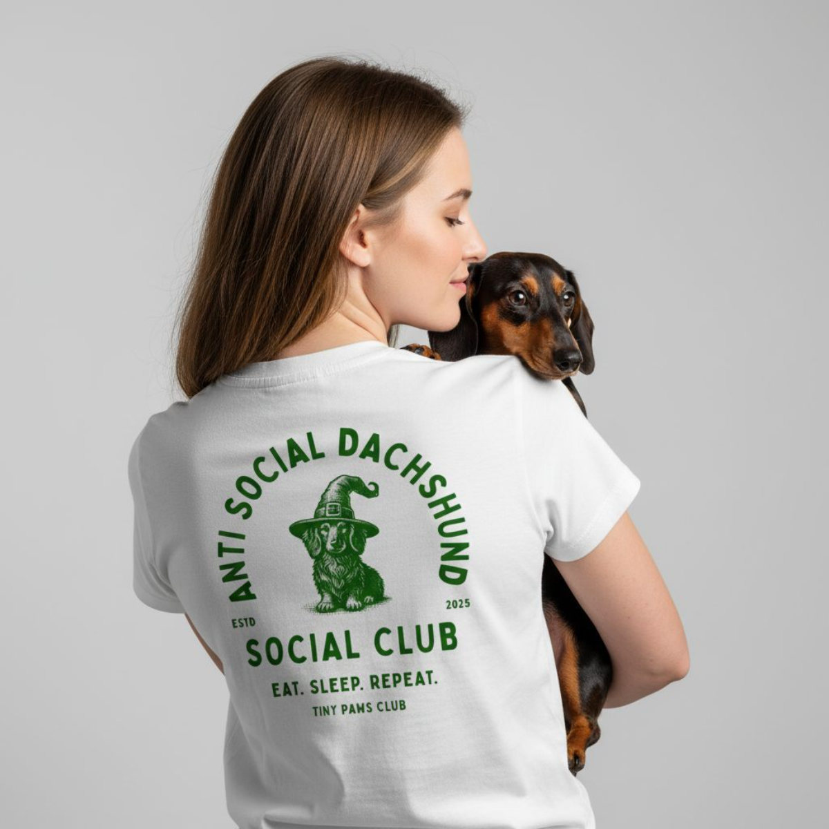 Social club - green - dachshund T-shirt