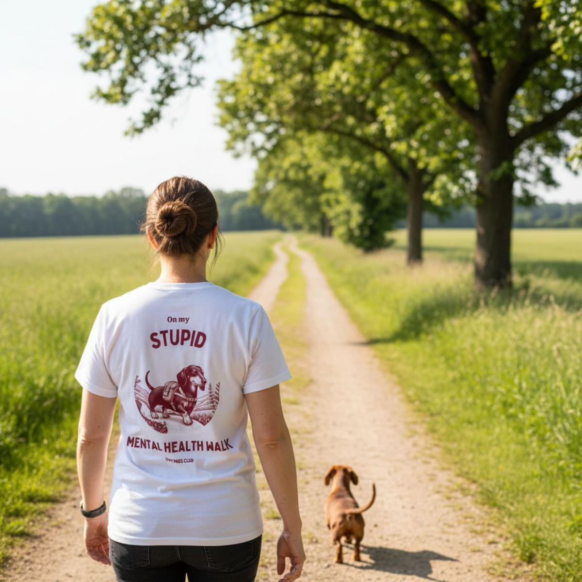 Mental health walk - bordeaux - dachshund T-shirt
