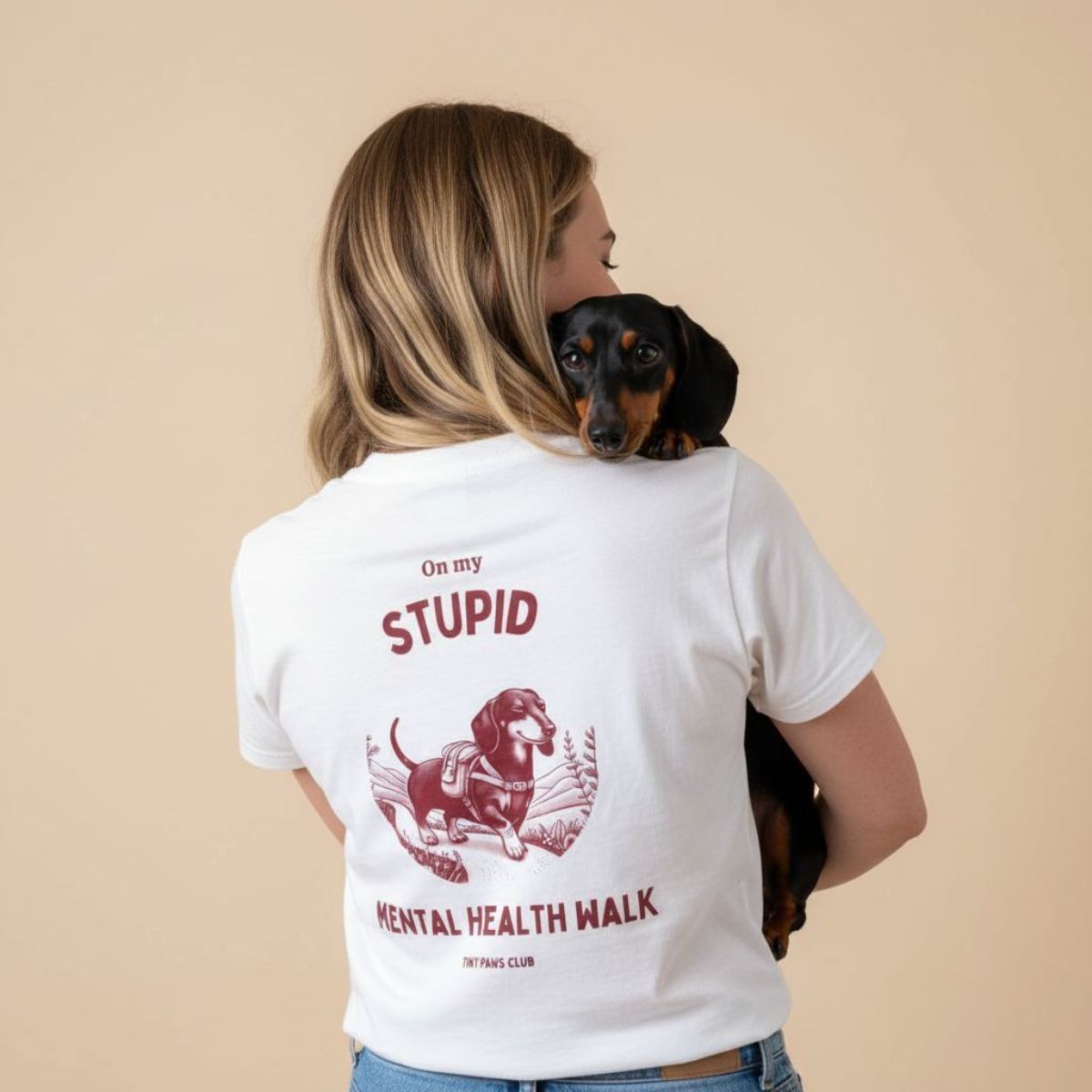 Mental health walk - bordeaux - dachshund T-shirt
