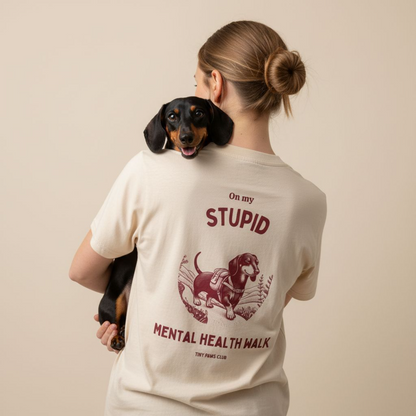 Mental health walk - bordeaux - dachshund T-shirt