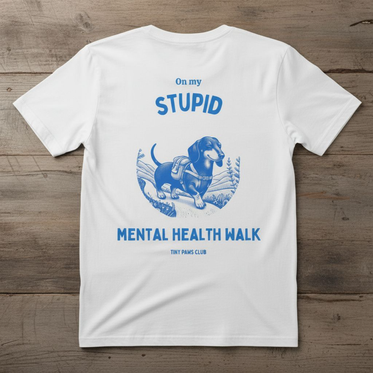 Mental health walk - blue - dachshund T-shirt