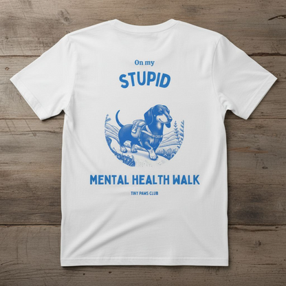 Mental health walk - blue - dachshund T-shirt