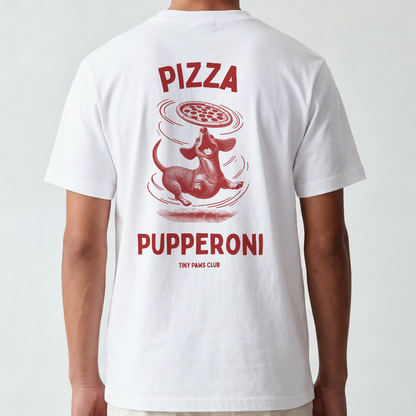 Pizza Pupperoni - Front & back print bordeaux - dachshund T-shirt