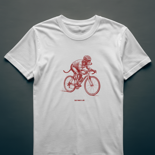 Cyclist - Front print bordeaux - dachshund T-shirt