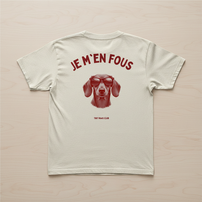 Je m'en fous - bordeaux - dachshund T-shirt