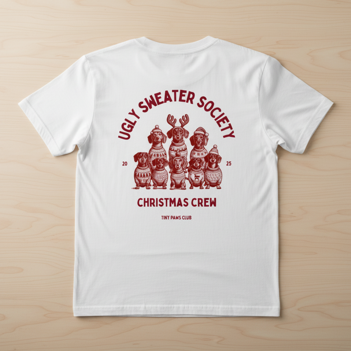 Ugly sweater society - bordeaux - dachshund T-shirt