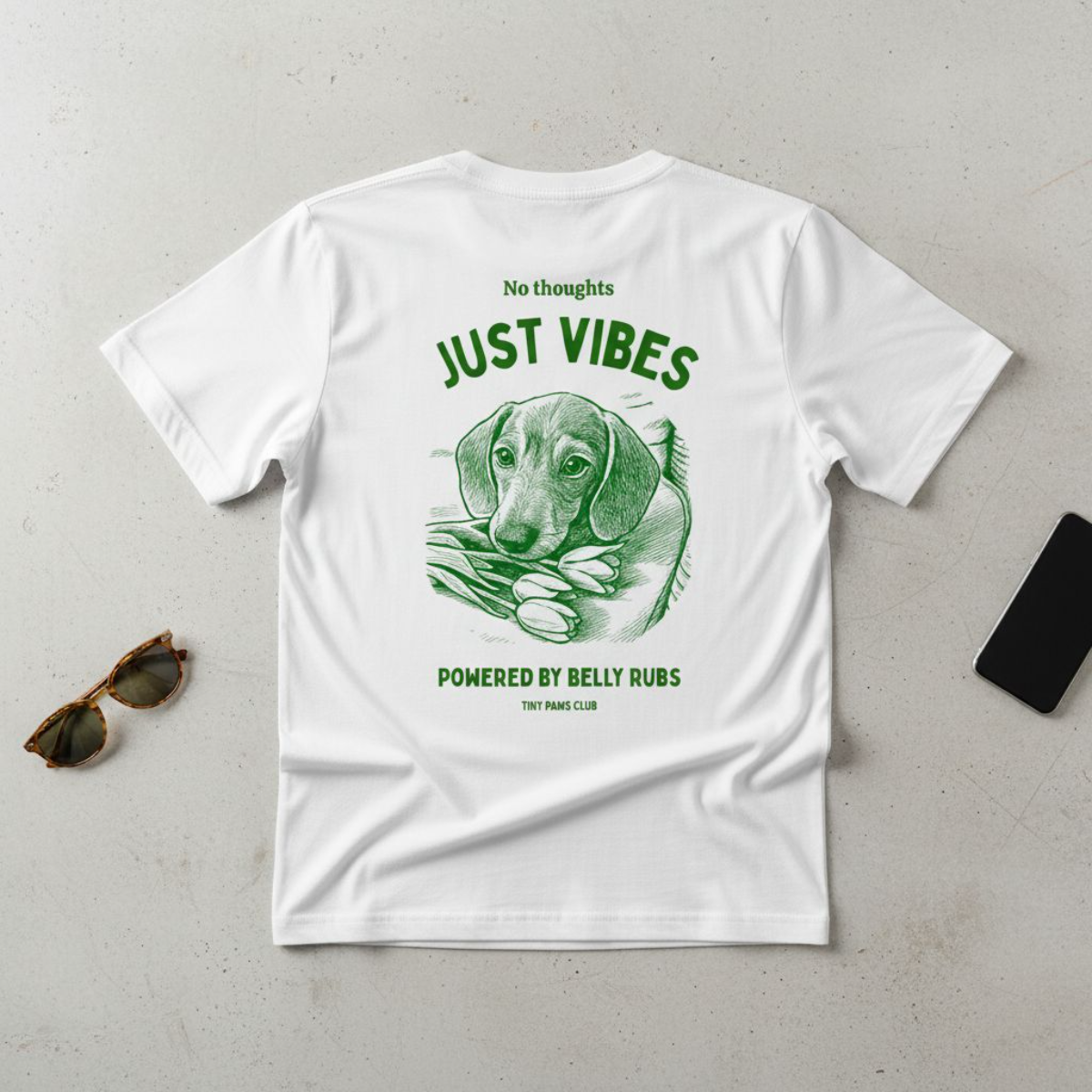 Just vibes - Green- dachshund T-shirt