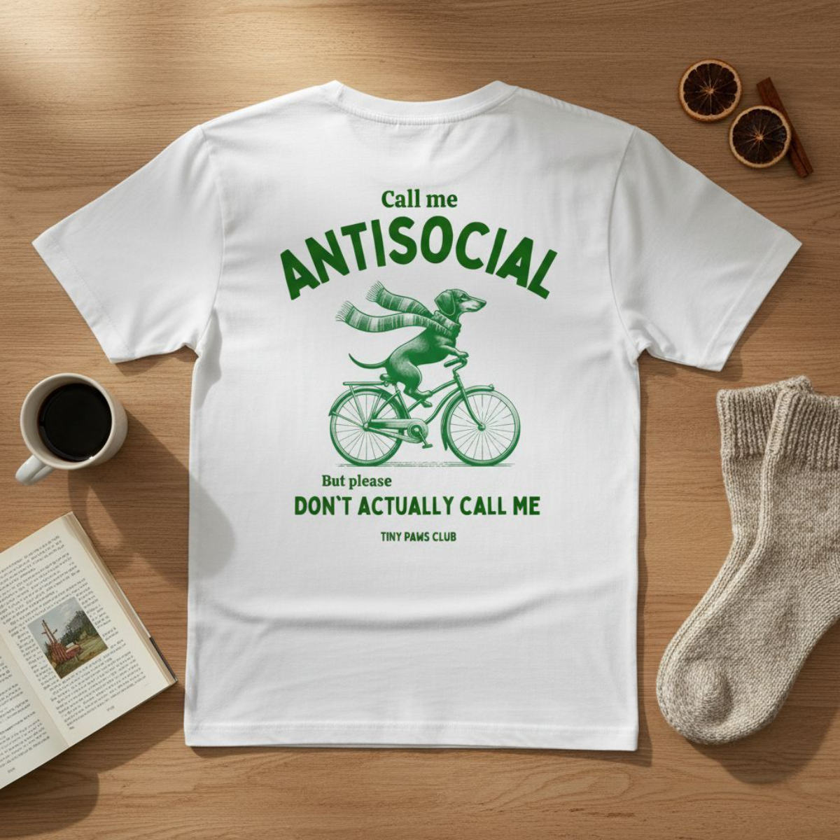Antisocial - green - dachshund T-shirt