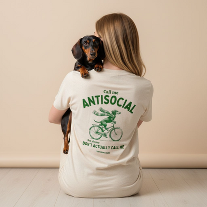 Antisocial - green - dachshund T-shirt