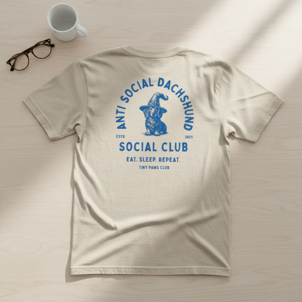 Social club - blue - dachshund T-shirt