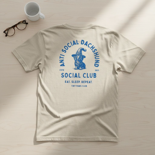 Social club - blue - dachshund T-shirt