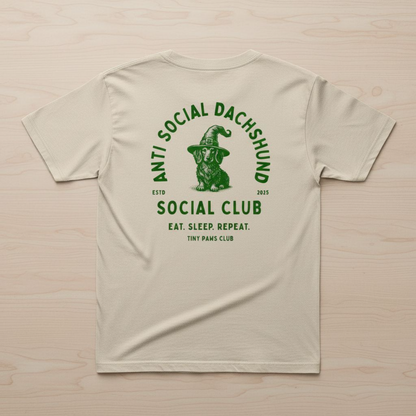 Social club - green - dachshund T-shirt
