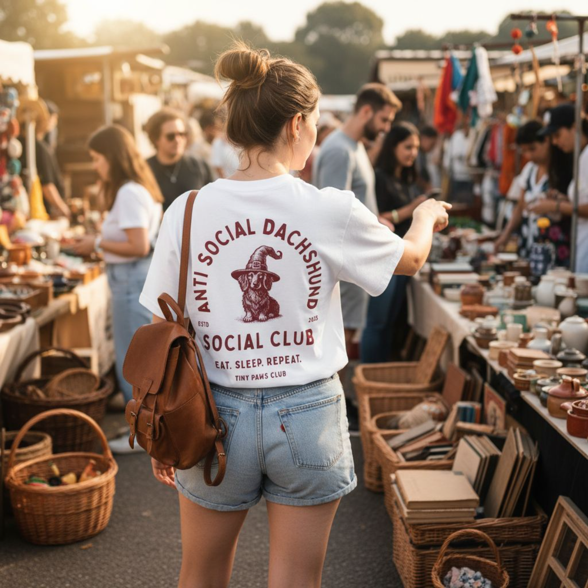 Social club - bordeaux - dachshund T-shirt